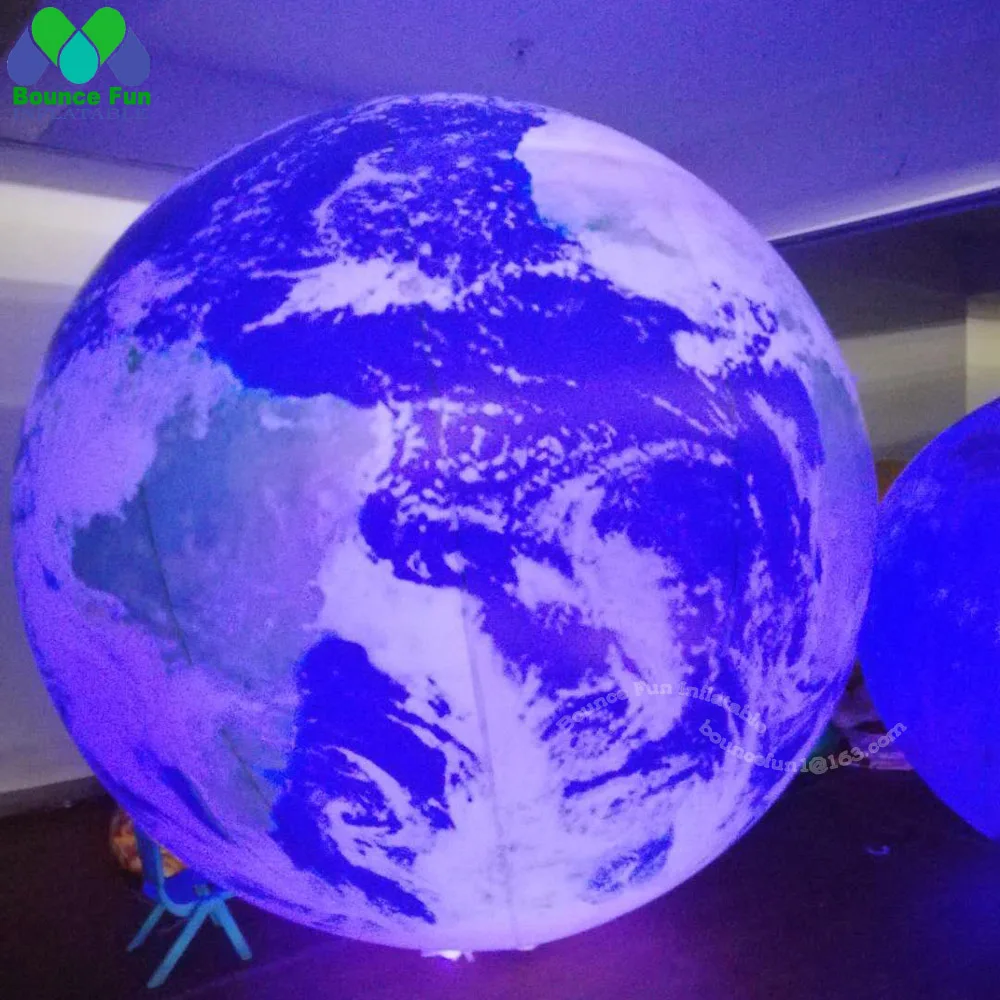 Airtight PVC Inflatable Earth Ball With Led Lights Giant Inflatable Earth Globe Solar System Planet Balloon For Party Decoration 6