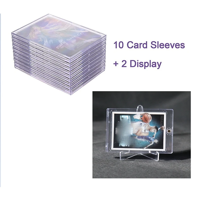 Hot Kf-Cards Sleeves Top Loaders 30 Hard Plastic Card Protector Clear Card Brick + 6 Display Stand
