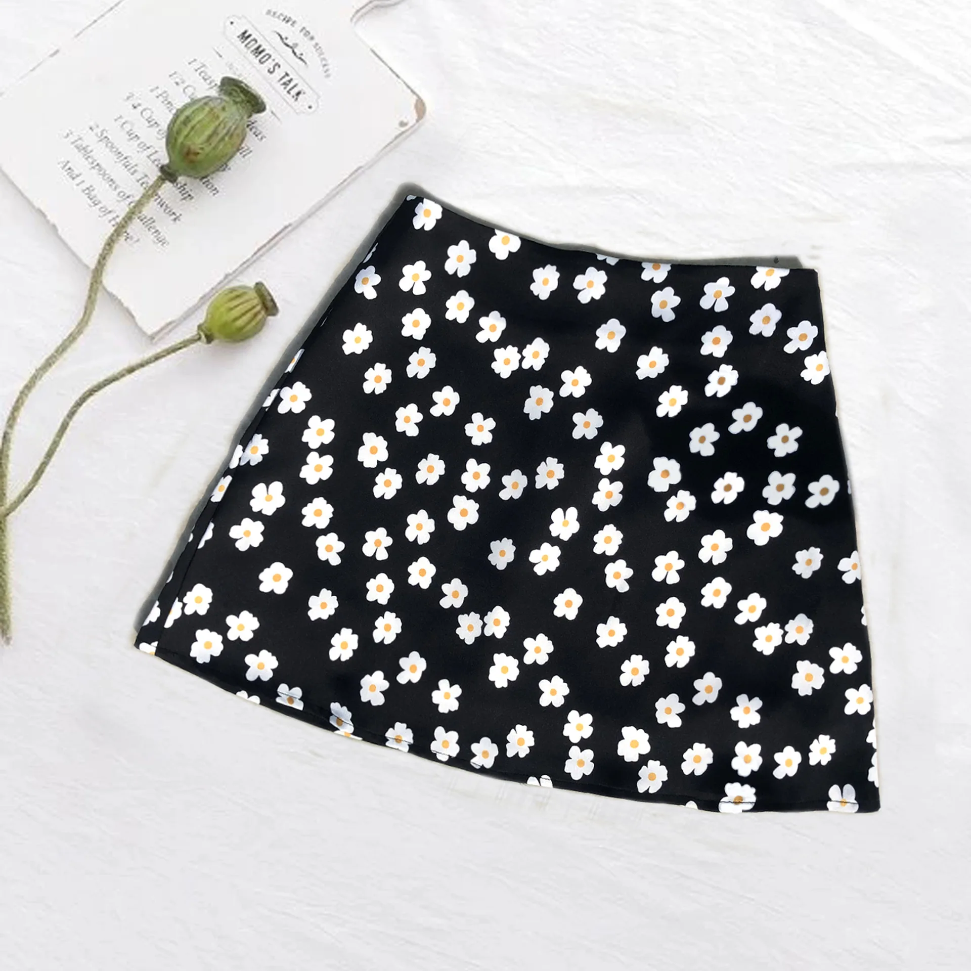woman skirts harajuku printed skirt high waist summer 2022 European and American wind pink flower skirts womens leather skirt