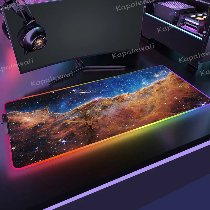 

Большой игровой коврик для мыши RGB, космические игровые аксессуары, компьютерная клавиатура с HD-рисунком, игровой коврик для мыши XXL для ПК, геймера, ноутбука, настольного коврика