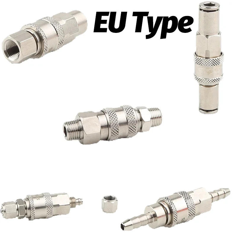 1PCS MinI มาตรฐานยุโรป EU ประเภท PNEUMATIC FITTING Quick Coupling Connector Coupler สําหรับ Air Compressor SM PM SP PP SH PH SF 1