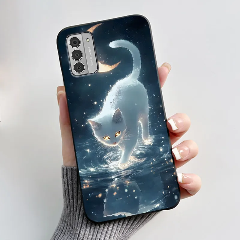 Silicone Soft Black Aesthetic Cute Cat Astronaut Phone Case Bumper Shell