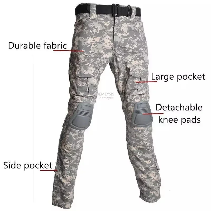 Atacs FG Airsoft War Game Camouflage Tactical Combat Suit with Elbow Knee Pads