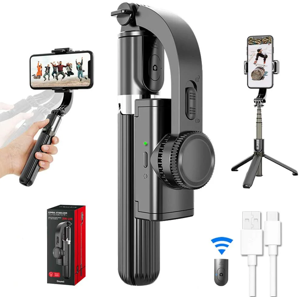 

Anti shake Gimbal Stabilizer Rotation Selfie Stick Tripod Bluetooth Wireless Remote Portable Phone Holder Auto Balance