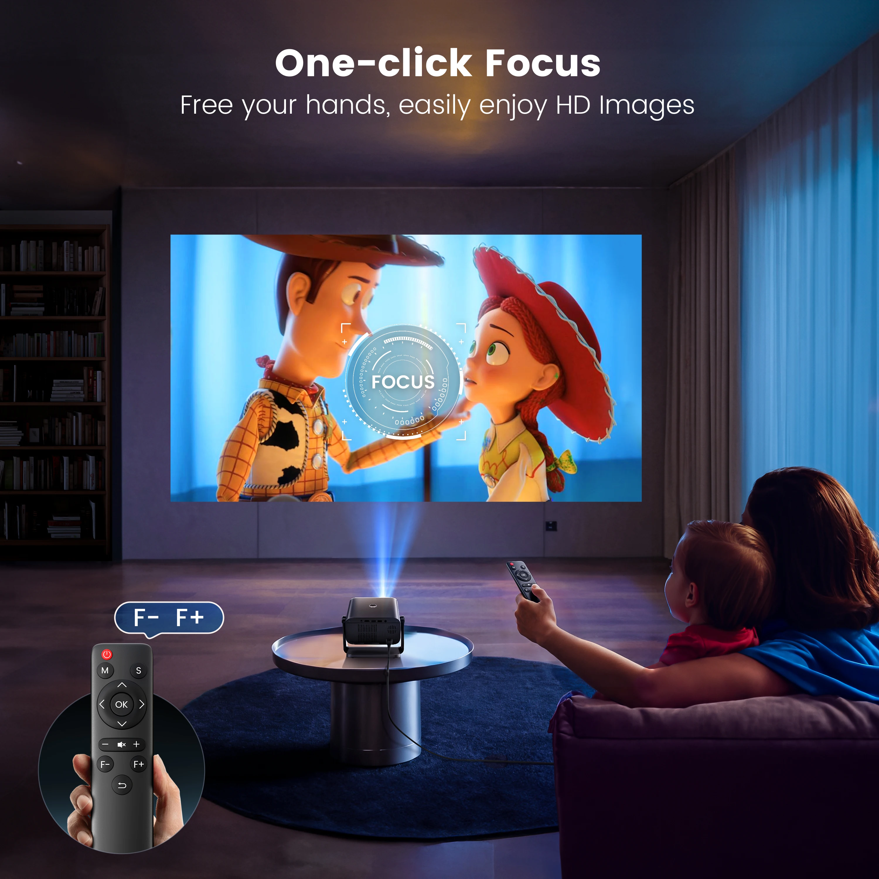 Mini Projector 145&deg;Adjustable Stand Mini Projector With WiFi And Bluetooth 1080P Support 18000L Portable Projector Electric Focus Auto Keystone