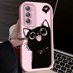 Lovely Black Cat Heart Design Phone Case Cover - S24 Plus (1)