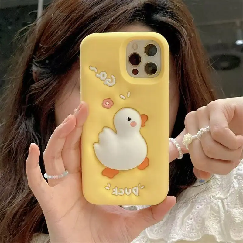 3D Cartoon Duck Soft Silicone Phone Case Cover