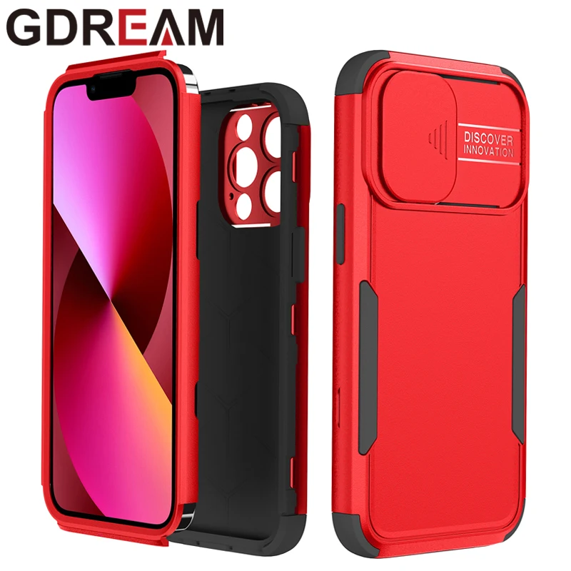 

GDREAM Shockproof Armor Phone Case For iPhone 13 13Pro Max Strong Anti-Fall Push Window Protective Cover Back Caso