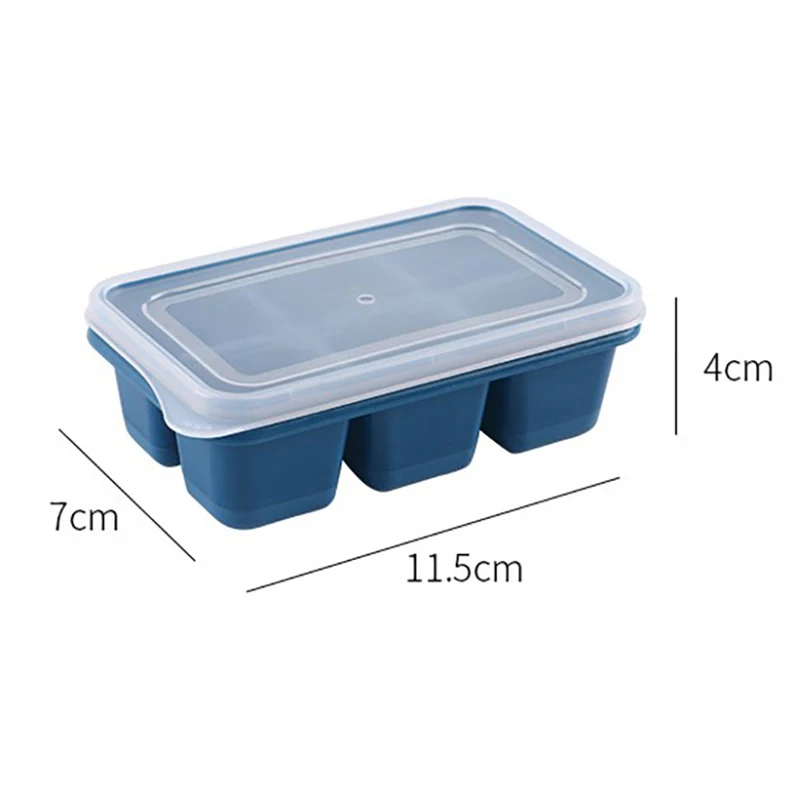 Description Picture 5 of itemSilicone Ice Cube Mould with DIY Lid 6 Grid Soft Bottom ce Cube Mold Square Fruit Ice Cube Maker Tray Kitchen Bar Tools Acces