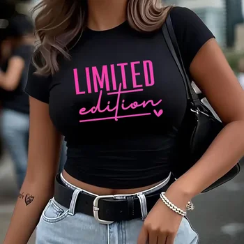 Women's Y2K Crop Tops with a Sexy Letter Print Women's vintage Cropped T Shirt 90s Graphic Tshirt Short Sleeve T-Shirt Clothes 1