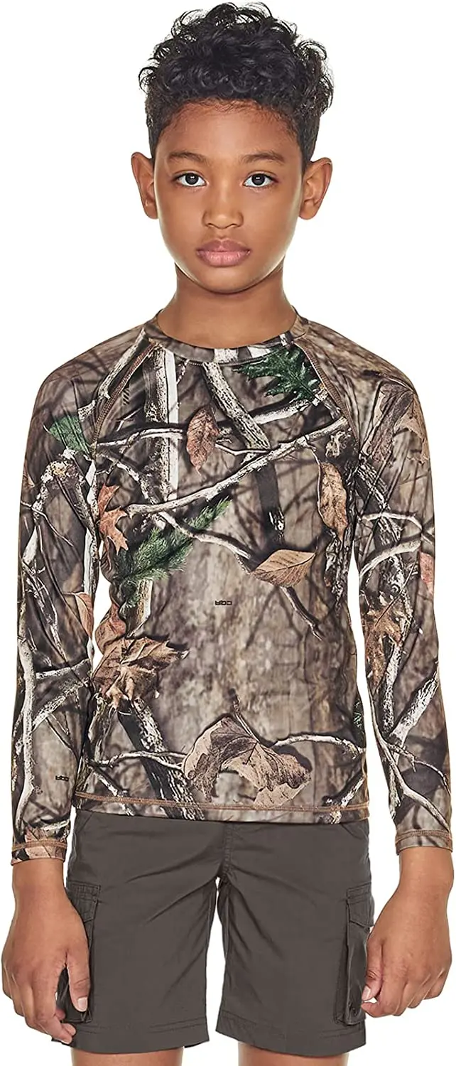 Kids Youth Hunting Long Sleeve T Shirt Sports Shirts UPF 50+ Dry Fit UV Sun Protection Fishing Shirts Athletic Sports Tee