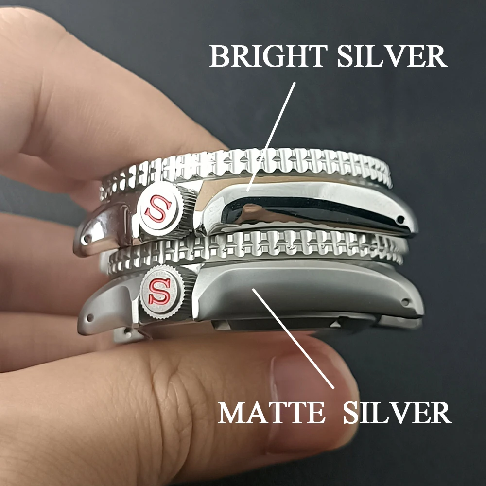 Premium Silvery Steel Watch Case with Sapphire Glass Bezel – 42mm