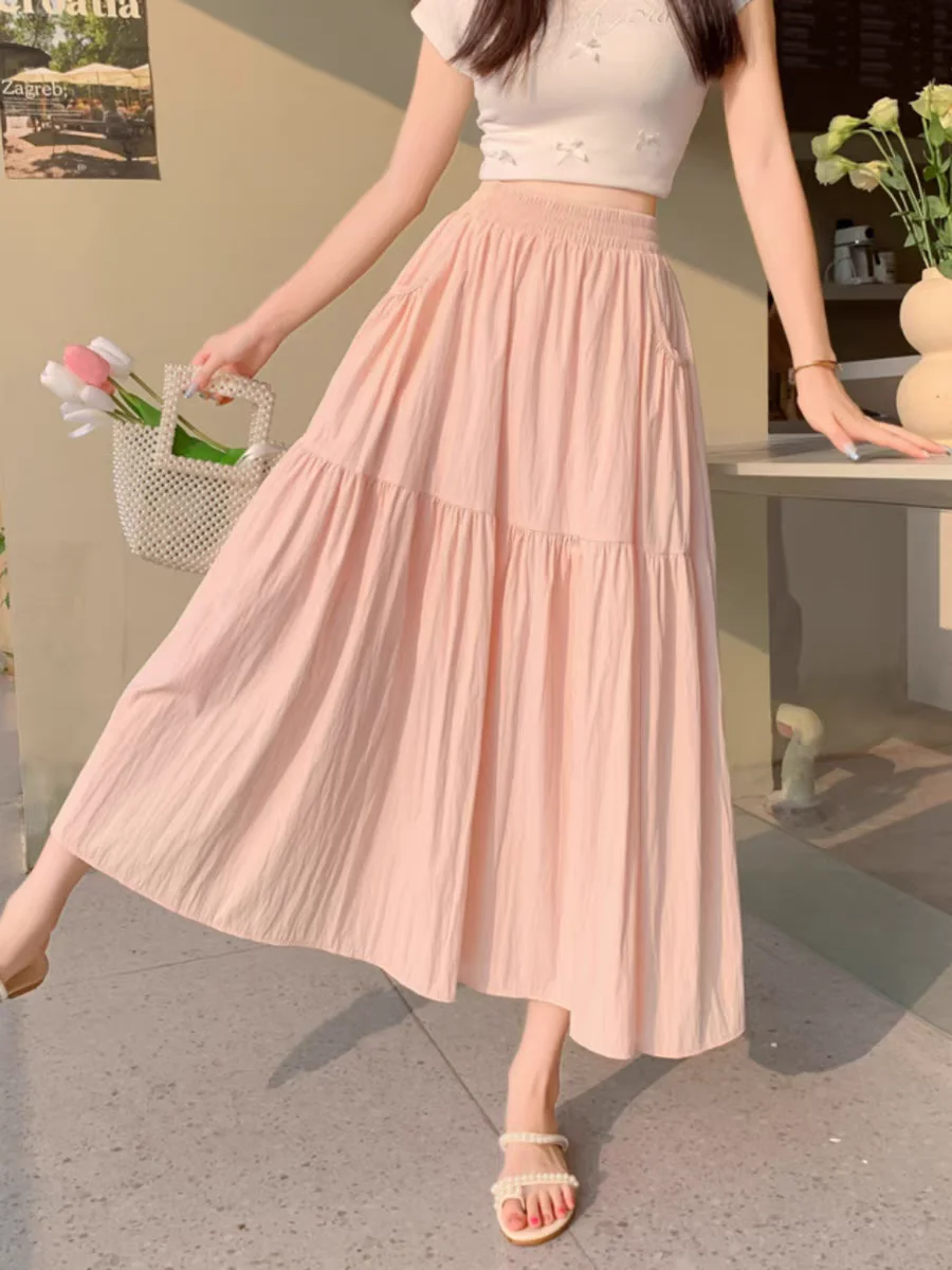 

Юбка женская трапециевидная плиссированная с эластичным поясом и карманами