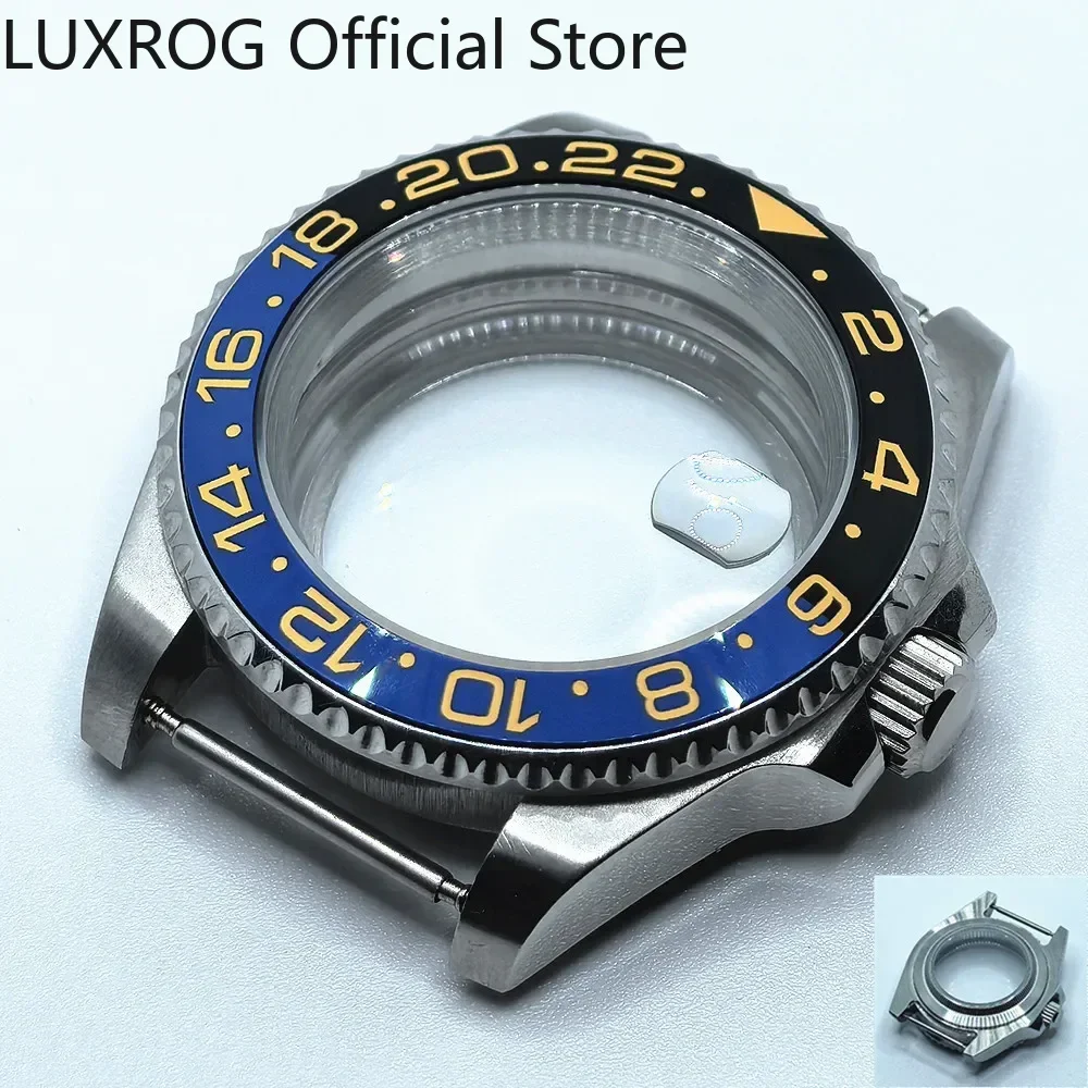 Stainless Steel 40MM Black Blue Ceramic Insert Watch Case