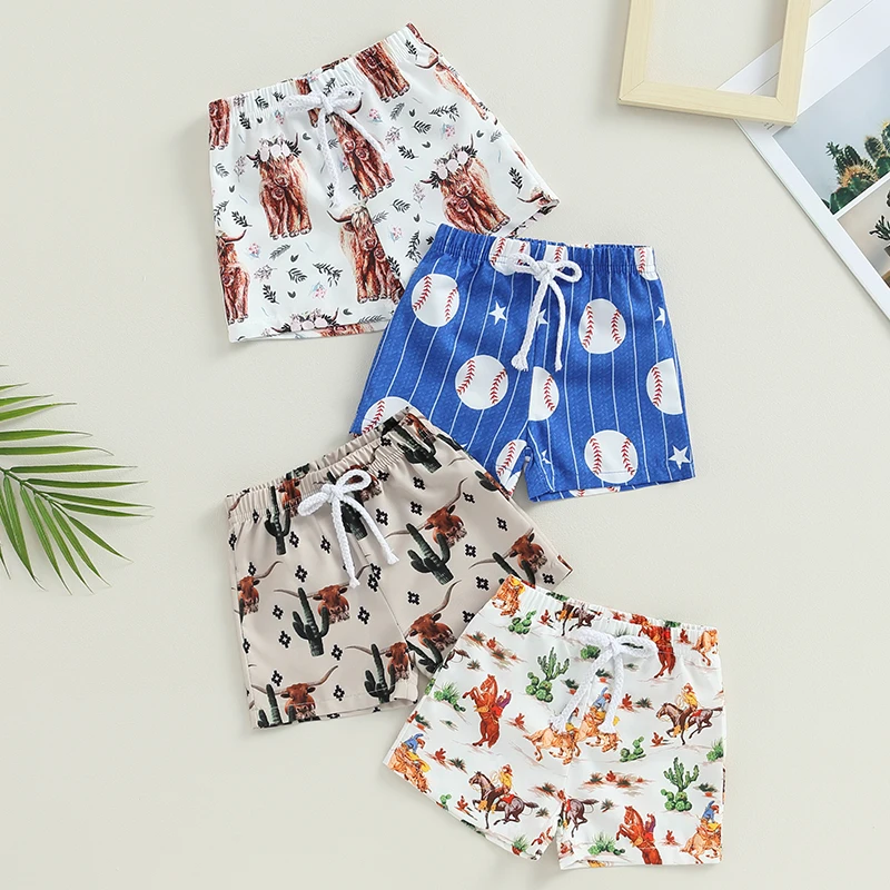 Toddler Baby Boys Beach Swimwear Shorts Swimming Trunks Fashion Print Elastic Waist Short Pants Kids Baby Swimsuit Bottoms