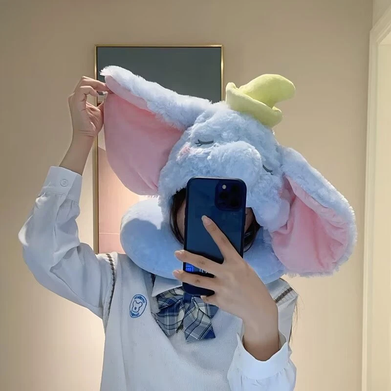 Sanrio My Melody Plush Hooded U-shaped Pillow Cute Cartoon Anime Disney Dumbo Marie Car Sleeping Pillow Lovely Gifts For Girl 3