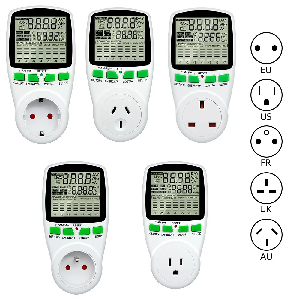 Misuratore Di Energia Digitale Wattmetro Wattaggio Elettricità Kwh Misuratore Di Potenza Lcd Misuratore Di Potenza Presa Analizzatore Di Potenza Eu Us