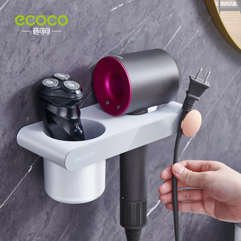 Efficient Ecoco Hair Dryer Holder and Bathroom Organizer with Cable Management