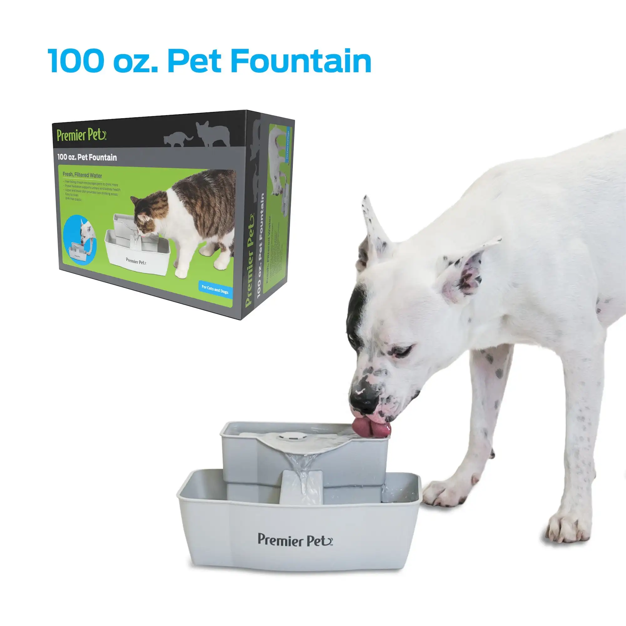 

Premier Pet 100 oz. Pet Fountain - Automatic Water Fountain for Dogs and Cats