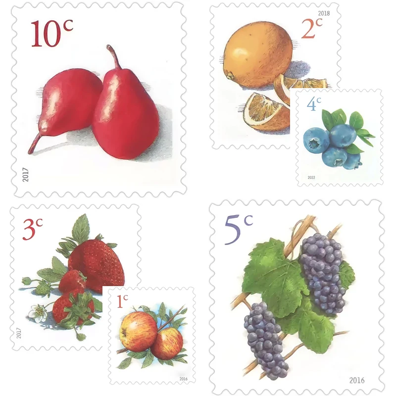 

100 Pcs Fruits Unused Postage Postmark Stamp Suitable For Collection Brand New