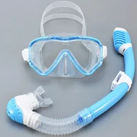 Kids Diving Mask Snorkel Set Swimming Goggles Tempered Glass Panoramic View Anti-Leak Anti-Fog Training Dry Top Youth Boys Girls 1