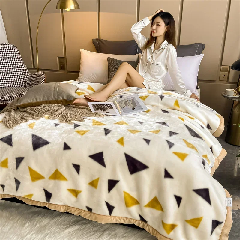 الشتاء طبقات مزدوجة سميكة راشيل بطانية لينة الدافئ...