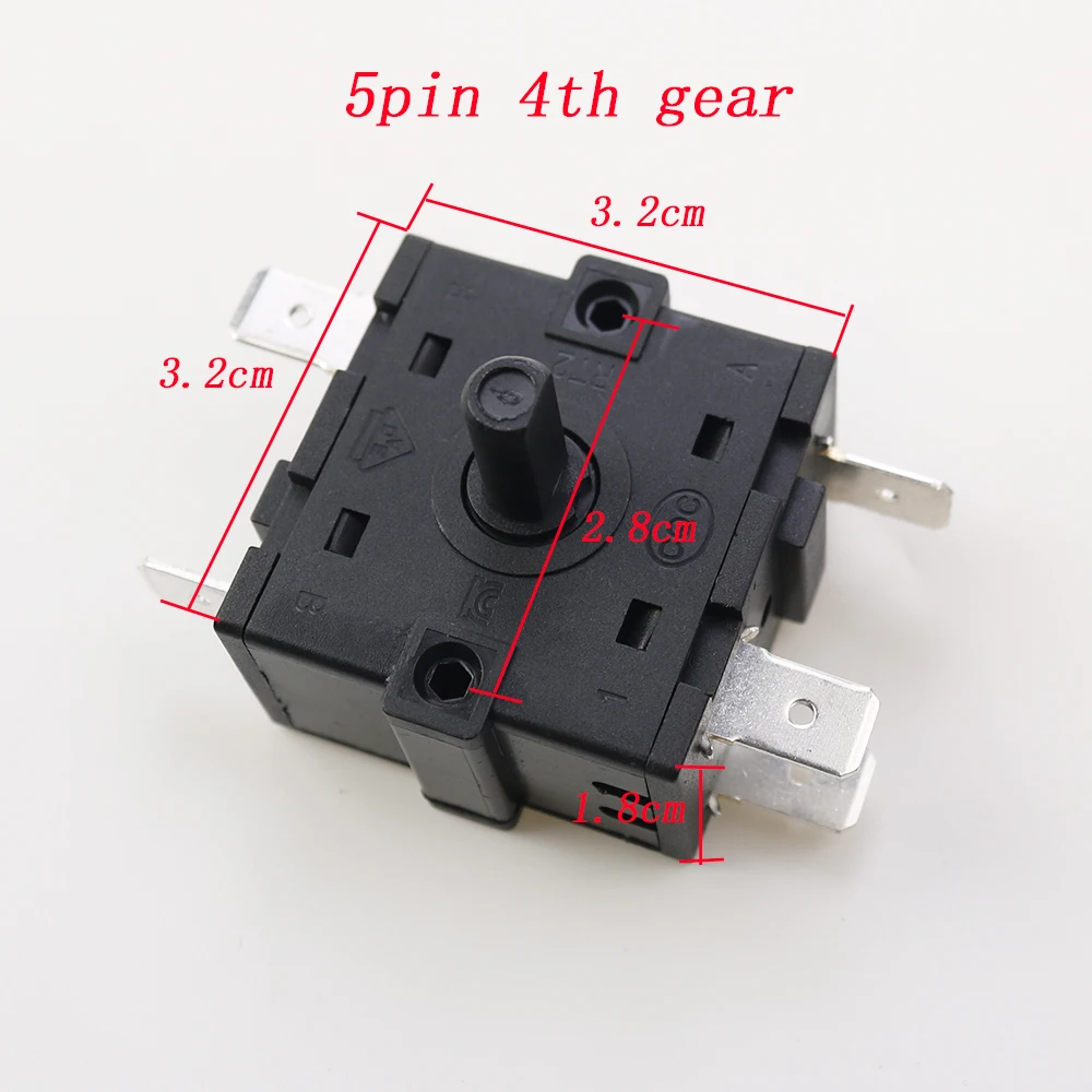 1PCS Elektrische Raumheizung Position 3 Pin 5 Pin 3 Gang 4 Drehschalter Selector AC 250V 16A Kühler Luftkühler Heizung – Detail 7