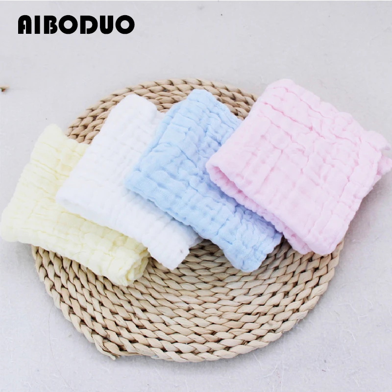 

Cotton Baby 6 Six Layers Plain Color Saliva Towel Gauze Kindergarten Solid Color Square Towel Children's Handkerchief Wash Face