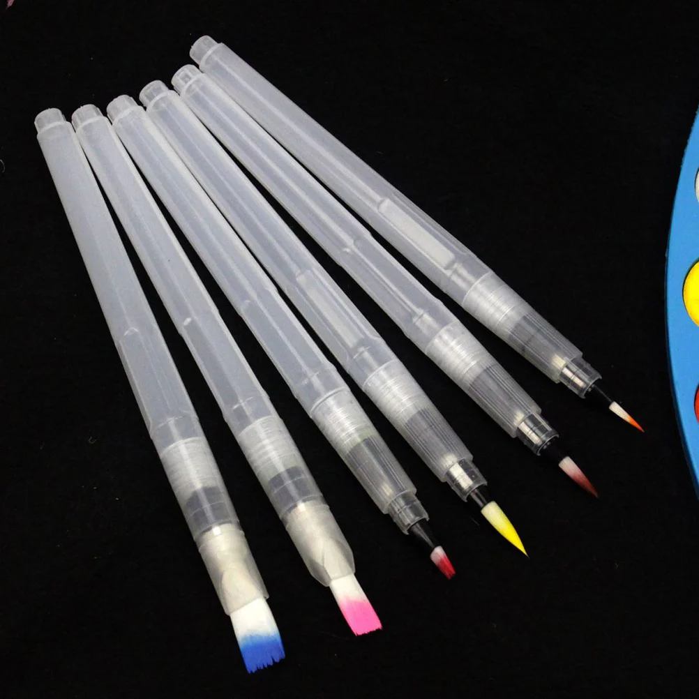 

6Pcs Water Coloring Brush Pens Set Watercolor Painting Pen for Water Soluble Colored Pencils, Water Color Markers, Powdered