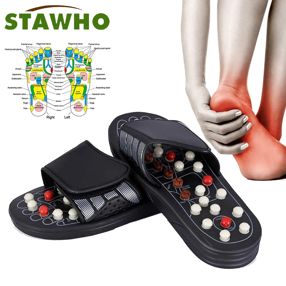Feet Massage Slippers Foot Reflexology Acupuncture Therapy Walk Stone Shoes Acupuncture Cobblestone Massager Sandal