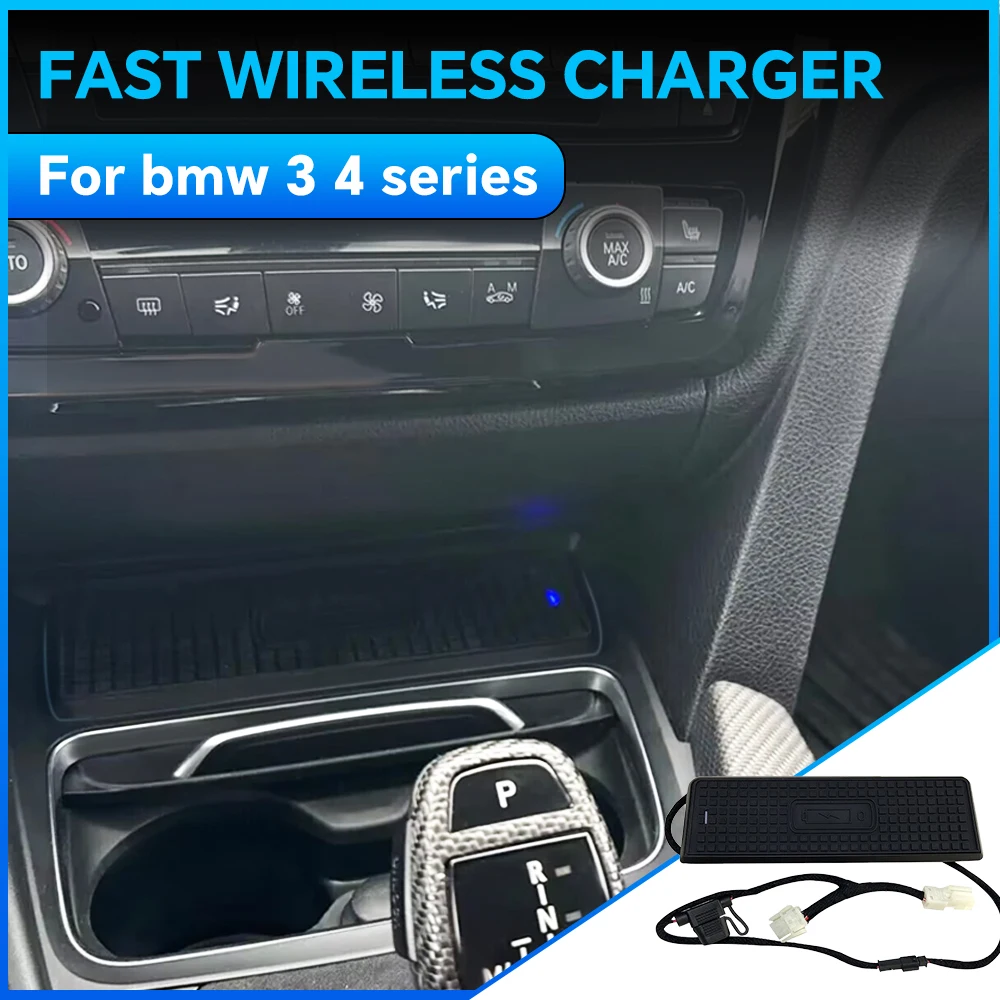 자동차 센터 콘솔 무선 충전기, BMW 3, 4 시리즈, F30, F31, F33, F35, F34, F32, F36, M4, F82 용, 휴대폰 홀더, 고속 충전 패드