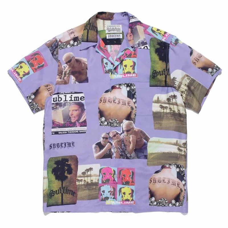

2023ss Black Purple WACKO MARIA Shirt Men Women Casual Hawaiian Shirts Tee y2k