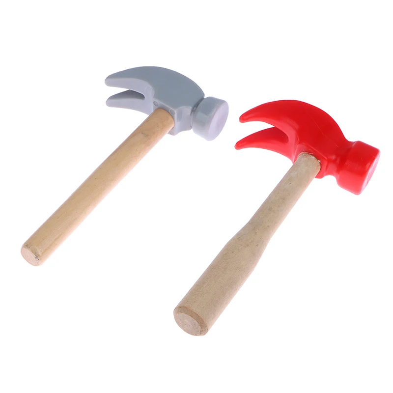 Children's simulation hammer wooden handle solid hammer toy beat repair tool mini wooden solid PP plastic super strong kids repair toys plastic construction toys kids construction toys kids pretend play set kids educational toys home repair toys model assembly tools