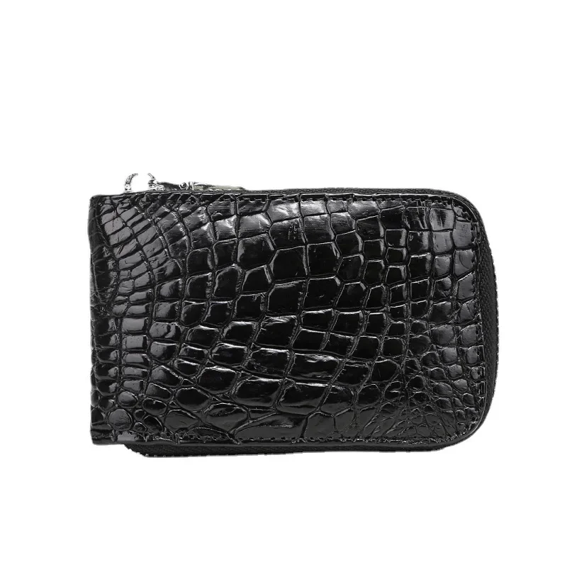 Genuine Crocodile Leather Small Card Holder for Men Multiple Card Slots, Anti-Degaussing High-end Portable ID and Bank Card Case