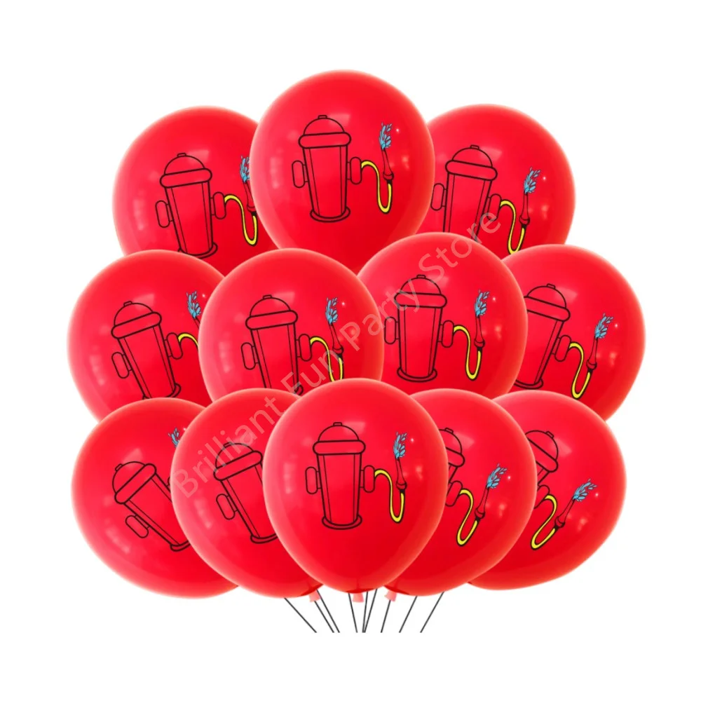 Feuerwehrauto-Party-Luftballons-Set für Kinder, Latex-Ballon, Babyparty, Feuerwehrmann, Feuerwehrmann, Geburtstagsparty-Dekorationen, 12 Stück – Detail 9