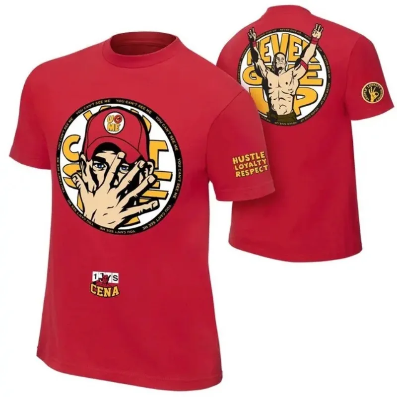 Summer Men's 3D Printed Wrestler John Cena T-Shirt Children's Sports Crew Neck Loose Quick-Drying Breathable Short Sleeves