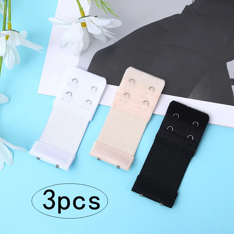 Bra Extender 3PCS 2Hooks Women's Elastic Bra Extension Strap Hook Clasp Adjustable