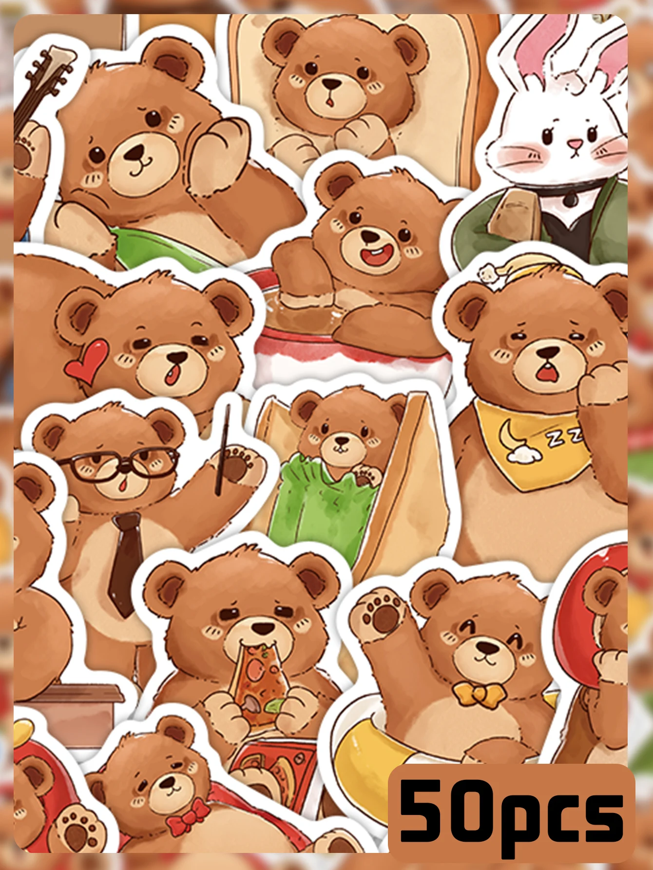 

50pcs Butter Bear stickers Cartoon cute bunny decorated suitcase iPad laptop DIY helmet skateboard guitar waterproof sticker