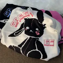 

Fashion Hip Hop Spring Autumn Y2k Harajuku Oversized Outwear Jumper Women Sweaters Streetwear Knitted Pullover Kawaii Jacquard