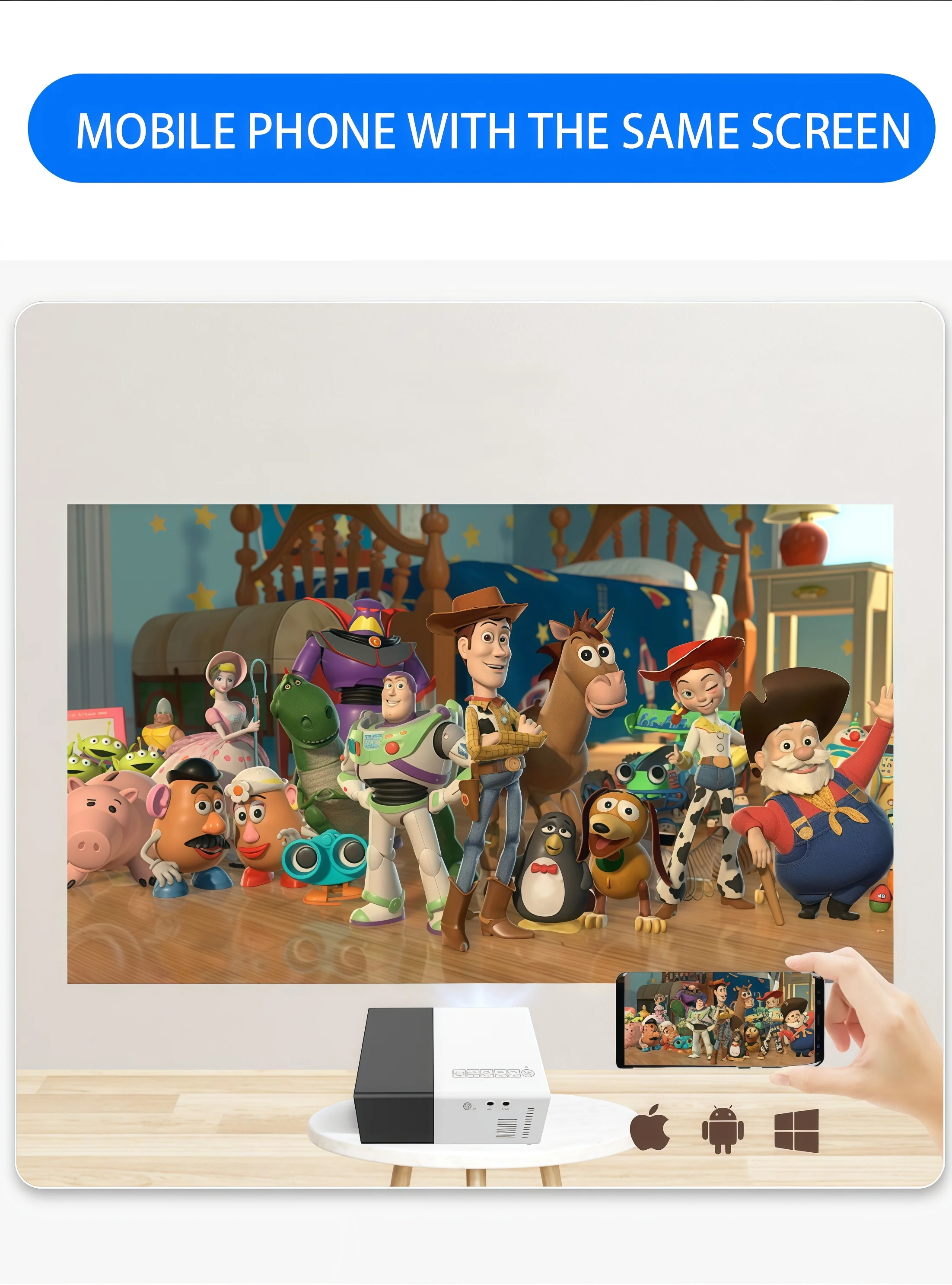Mini Portable For Cartoon Outdoor LED Pico Movie Projector for Home Theater Kids