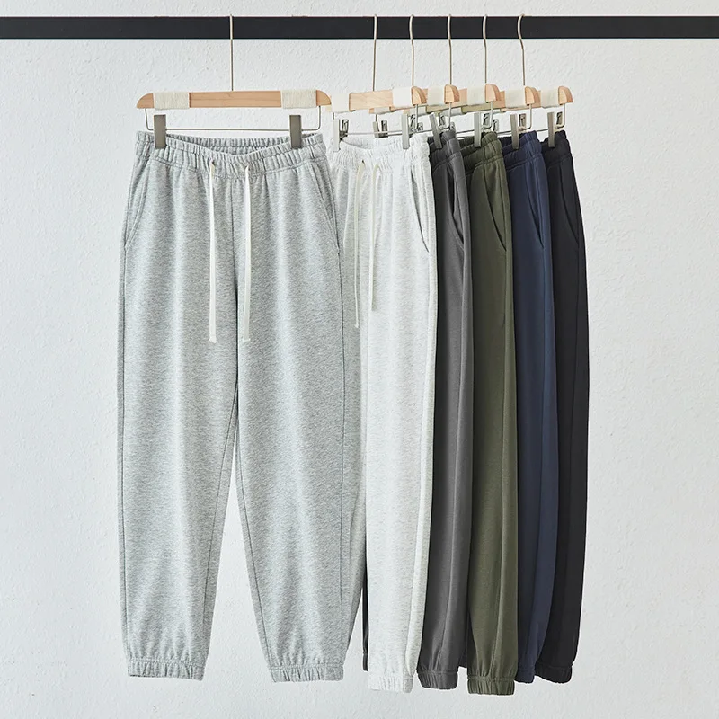 

Casual Sweatpants For Men Spring Summer Fashion Elastic Waist Solid Color Simple Loose Unisex Pants Gray Sport Straight Trouser
