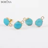 BOROSA Natural Turquoises Golden Plated Stud Earring Fashion Blue Howlites DIY Earrings Jewelry Finding for Women Gifts 4