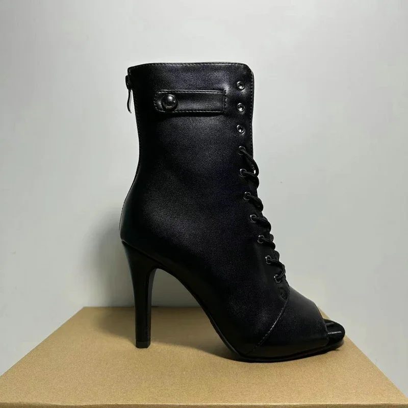 New Fashion Party Boots Sexy High Heels women high heels Stilettos Women's Ballroom Latin Dance Heels Shoes Black Peep Toe Shoes Size 46