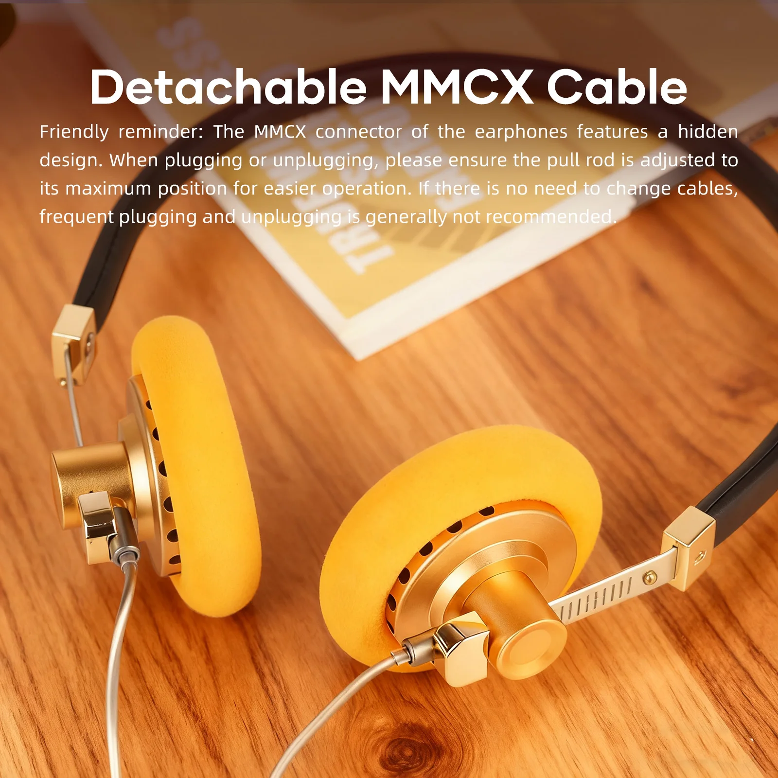 S7a5810f12e8e4b94acf4c84e6046fbd7H Hellodigi G40 Retro Headphone 40mm Drive Unit Open-ear Stereo Headset with MMCX Detachable Cable Stainless Adjustable Headband