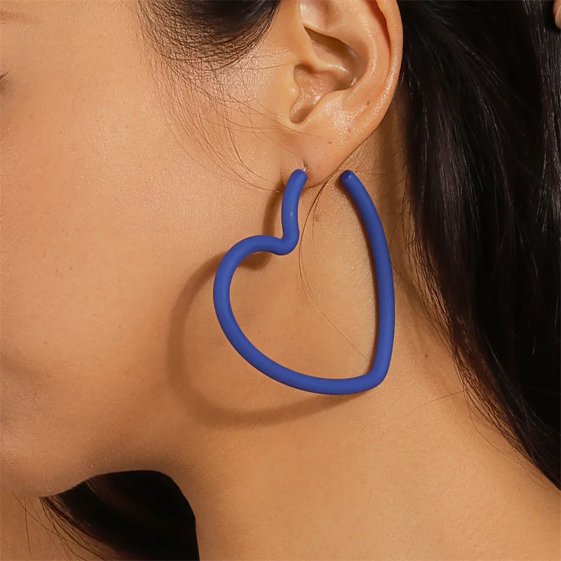 Aihua Mode Geometrische Persönlichkeit Neon Acryl Dreieck Hoop Ohrring Für Frauen Koreanische Hohl Stern Herz Ohrring Schmuck – Detail 13