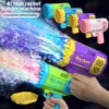 40 Holes Electric Rocket Bubble Machine Handheld Automatic Space Light Bubble Gun Kids Outdoor Battle Toys Without Bubble Water 2