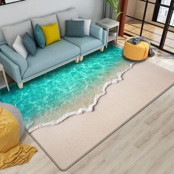 Beach Waves 3D Printed Carpets for Living Room Kids Room Rug Kitchen Mat Floor Carpets Modern Entrance Mat Home Bathroom Rugs