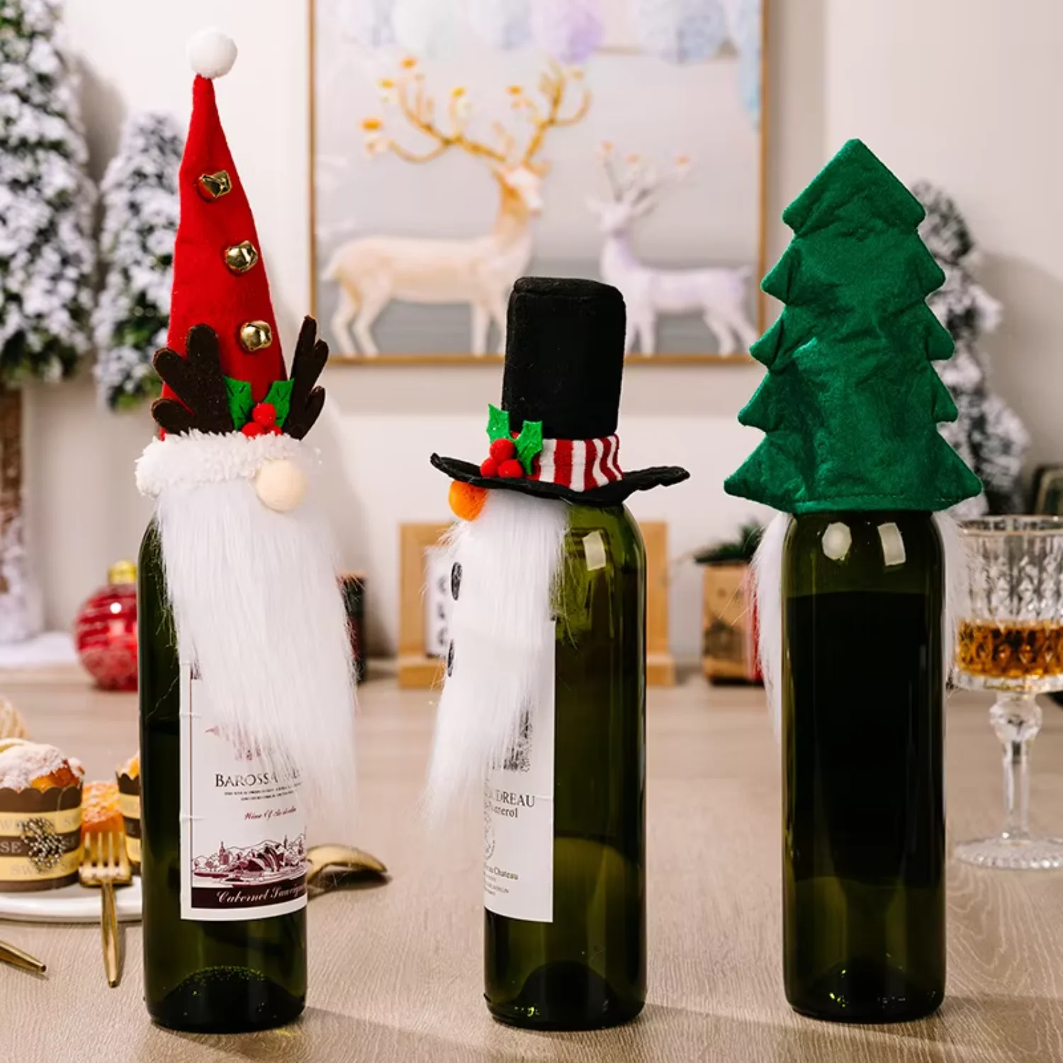 Christmas Tree Wine Bottle Covers Set Christmas Topper Wine Cap for
