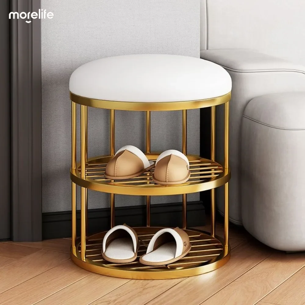 

Light Luxury Foot Stool Layer Hallway Ottoman Load-bearing Changing Shoe Stool Comfortable Cushion Stool Stable Home furniture