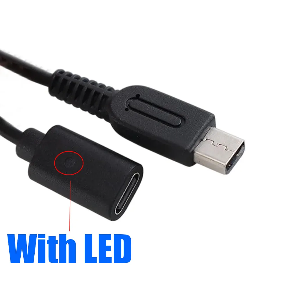 USB Type-C 충전 케이블 USB-C 암형 - Wii U 전원 공급 와이어(LED 표시등 포함) Wii U 콘솔 게임 컨트롤러용
